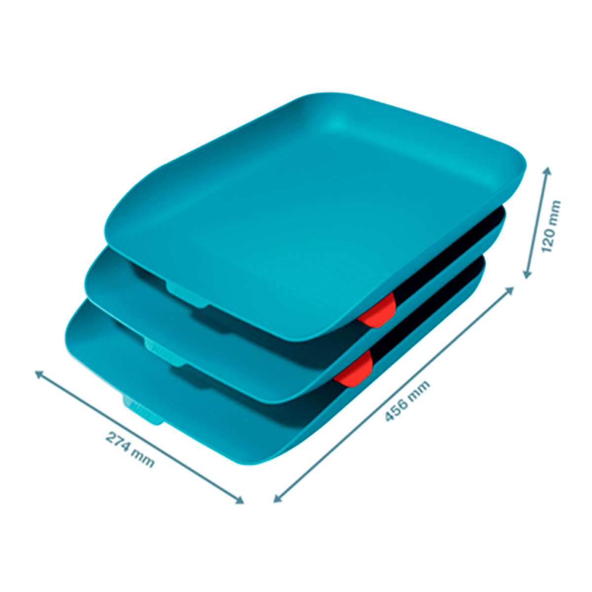 LEITZ - Set de 3 Bandejas LEITZ Cosy - Set de 3 Bandejas Porta Documentos de Sobremesa Tamaño A4, AzulCosy Azul 274 x 120 x 456 mm
