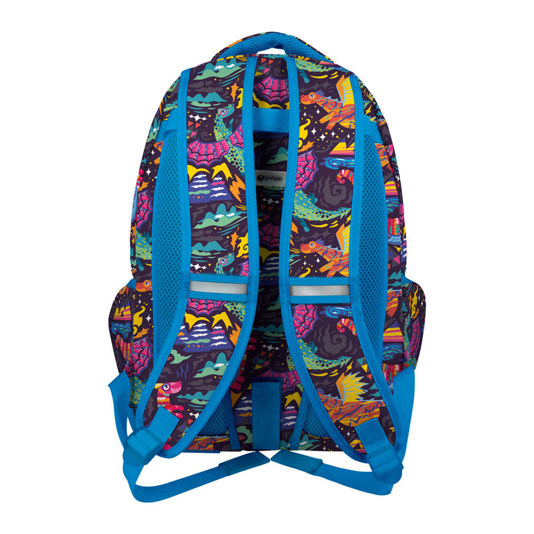 Grafoplás Design - Mochila Escolar 3 Cremalleras con Divisor para Portátil. Adaptable Carrito. Dragons