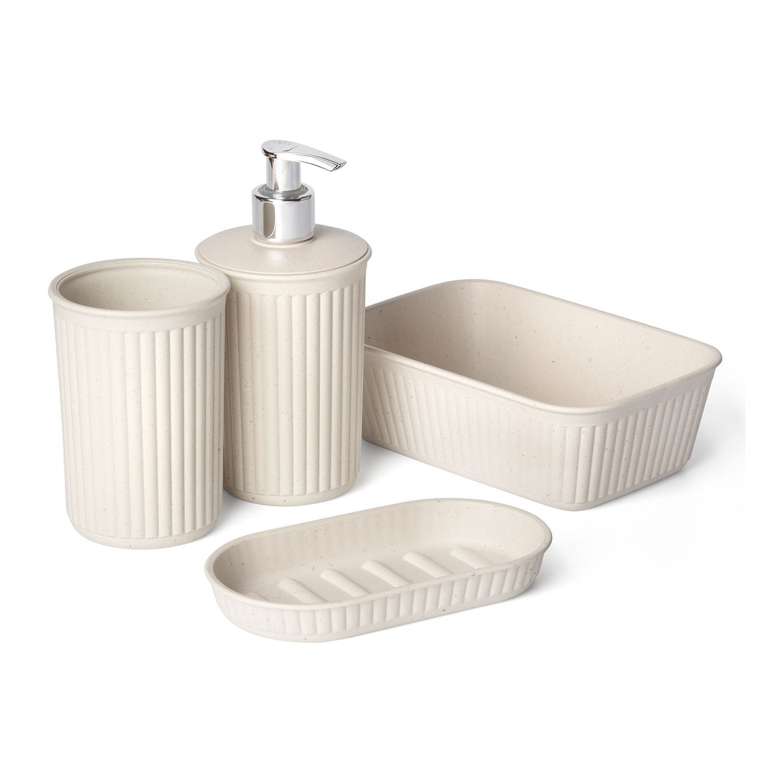 TATAY Baobab - Set Organización Baño de 4 Piezas en Plástico Reciclado. Beige