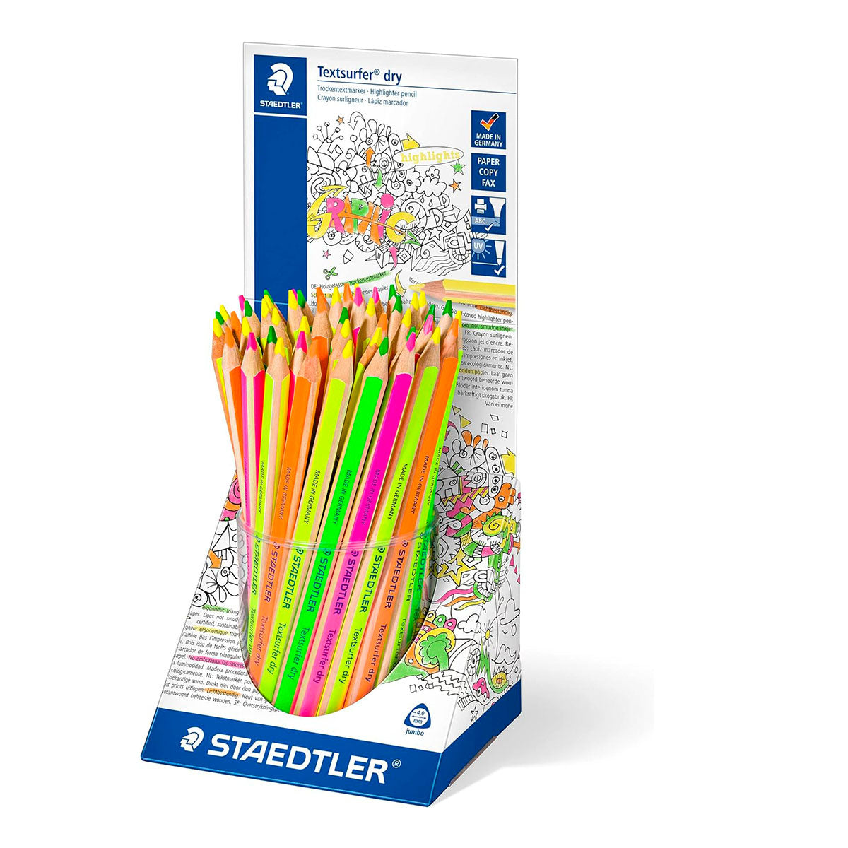 STAEDTLER Textsurfer - Set de 4 Lápices de Madera. Marcadores Fluorescentes en Seco