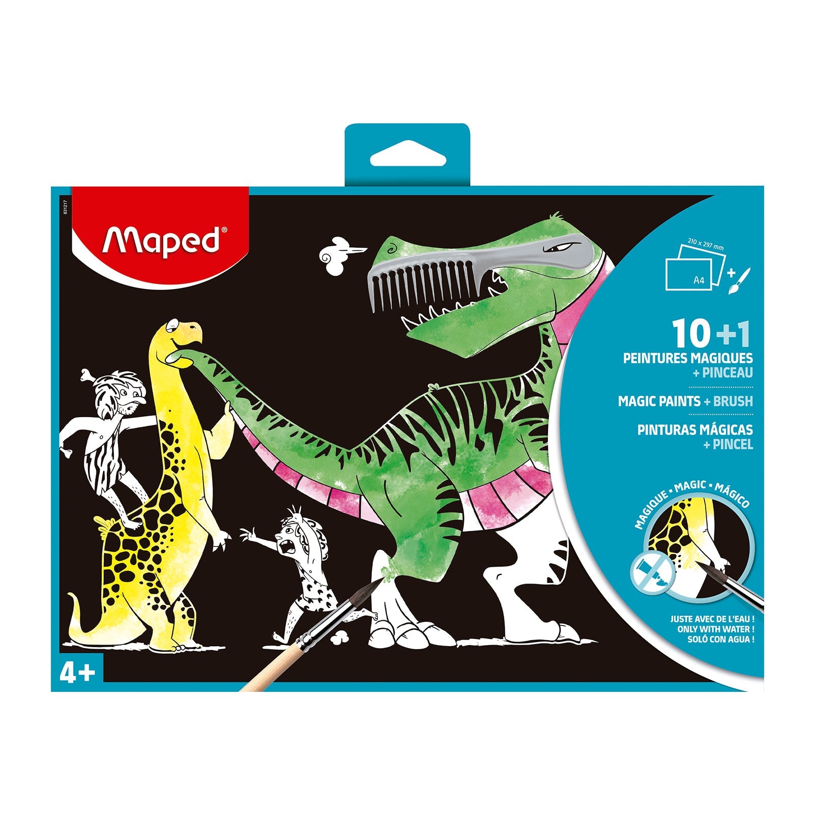 MAPED - Set de 10 Láminas Mágicas para Colorear con Agua. Incluye Pincel. Azul