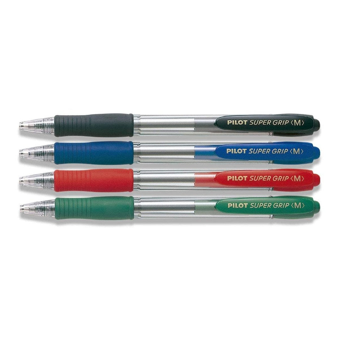 PILOT Super Grip - Bolígrafo Ball Point Retráctil de Punta Media Tinta en Aceite. Verde