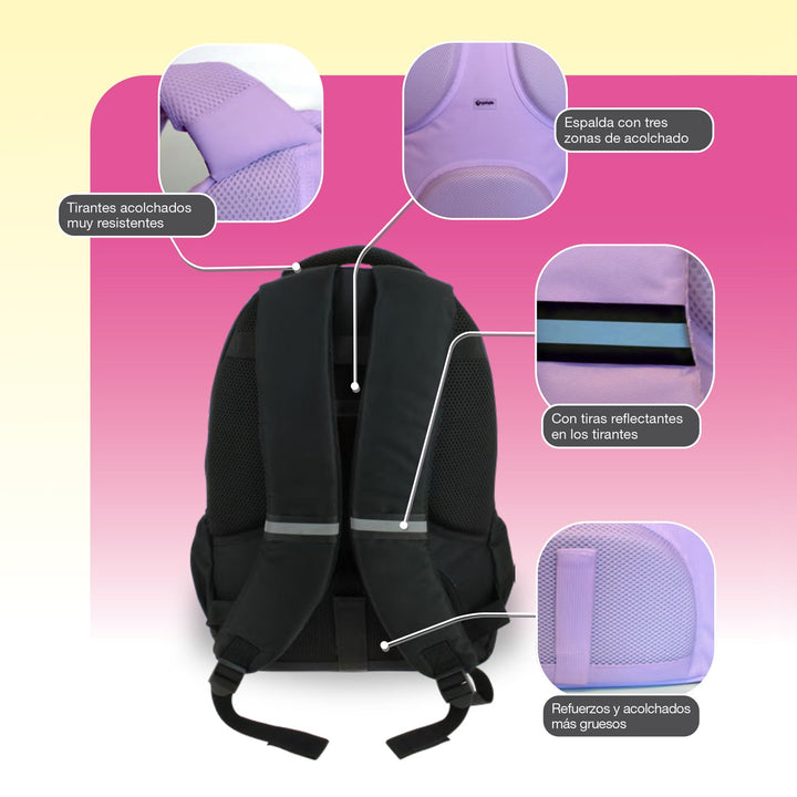 Grafoplás Fluor -  Pack Ahorro Escolar con Mochila 25L y Estuche Triple. Fucsia