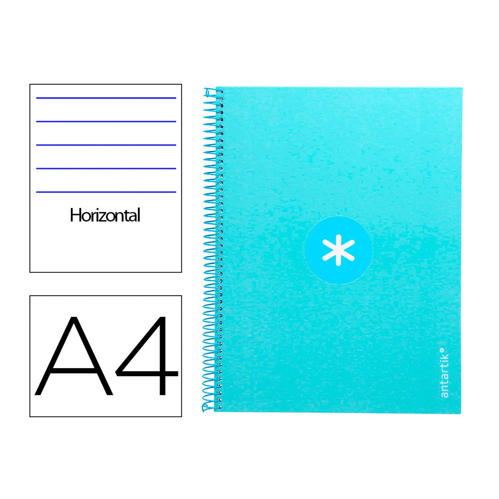 Antartik - Libreta Rayada A4 con Espiral y Tapa Dura. 1 Banda de Color. Celeste