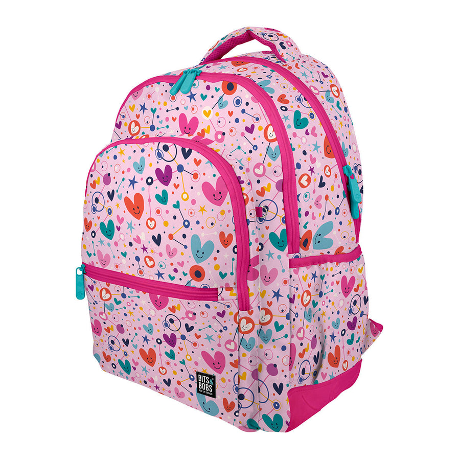 Grafoplás Design - Mochila Escolar 3 Cremalleras con Divisor para Portátil. Adaptable Carrito. Hearts