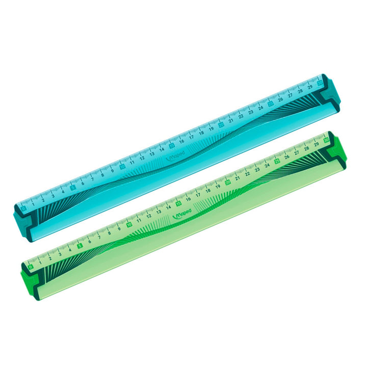 MAPED - Maxi Kit de 4 Reglas Escolares para Geometría Irrompibles. Verde