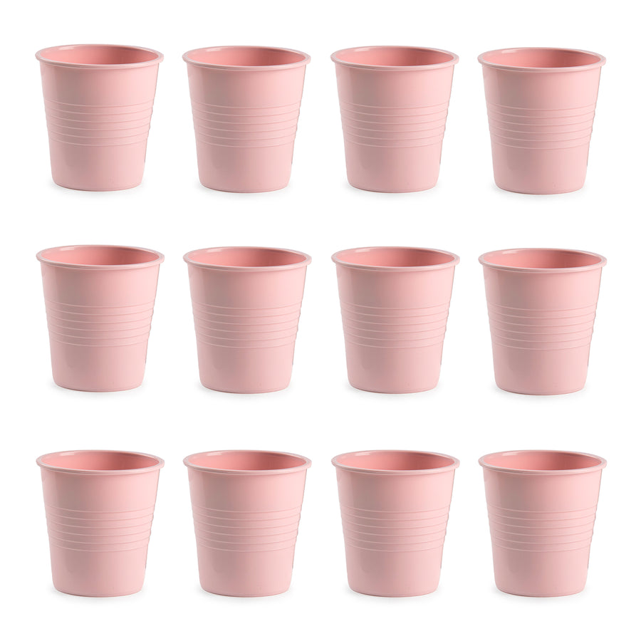 Plastic Forte - Lote de 12 Vasos de Agua de 120 ml Reutilizables. Ideal Fiestas. Rosa