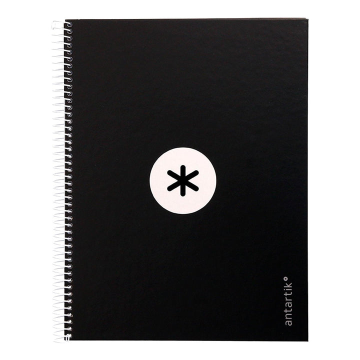 Antartik - Libreta Microperforada A4 con Espiral y Tapa Dura. 1 Banda de Color. Negro