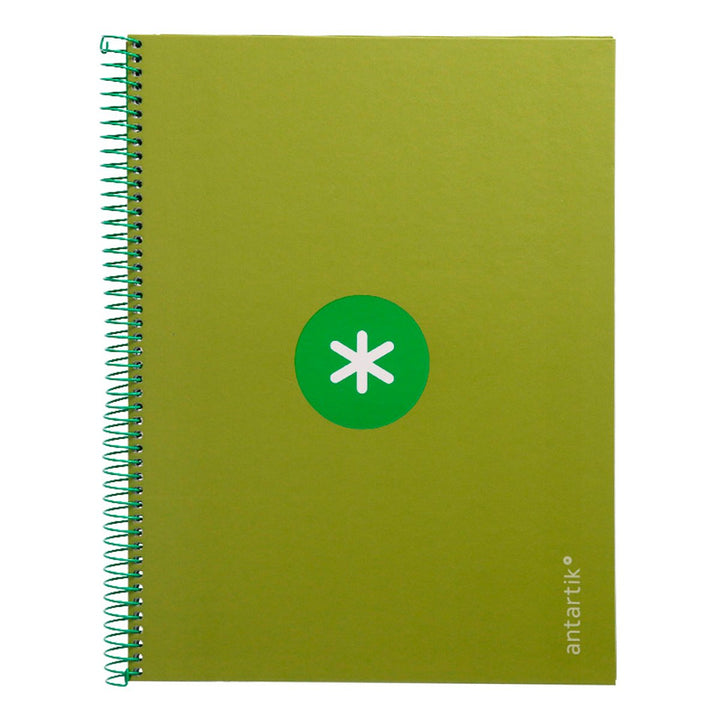 Antartik - Libreta Microperforada A4 con Espiral y Tapa Dura. 1 Banda de Color. Verde