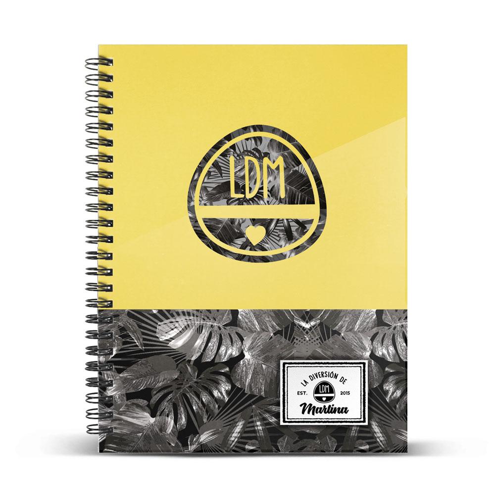 LA DIVERSIÓN DE MARTINA Yellow - Cuaderno Espiral A5 Micro Tapa Dura 120h Cuadro 5 mm 6 Tal.