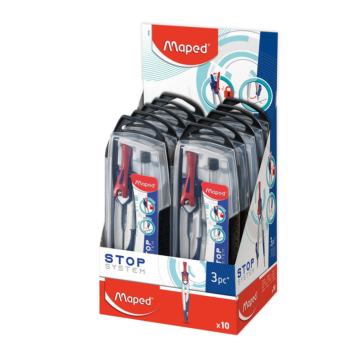 MAPED - Compás Stop System con Adaptador Universal y Sistema de Bloqueo
