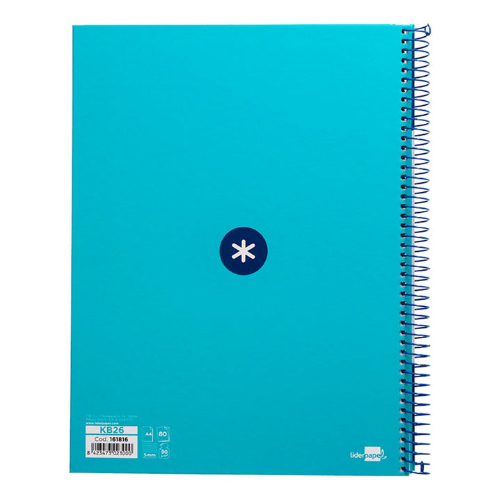 Antartik - Libreta Microperforada A4 con Espiral y Tapa Dura. 1 Banda de Color. Turquesa