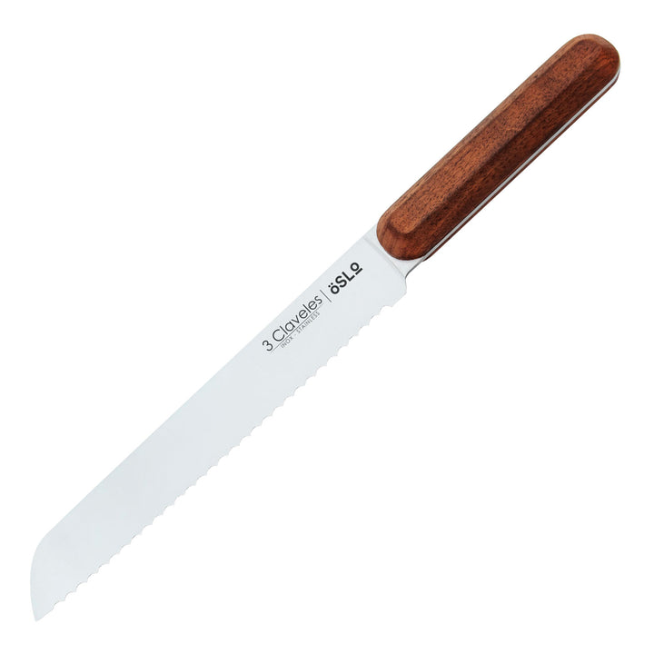 3 Claveles Oslo - Cuchillo Panero Profesional 20 cm Acero Estampado y Mango Madera de Nogal