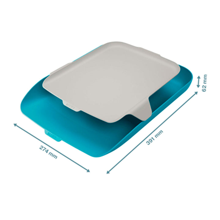 LEITZ Cosy - Bandeja Doble Para Cartas y Organizador de Sobremesa, Azul