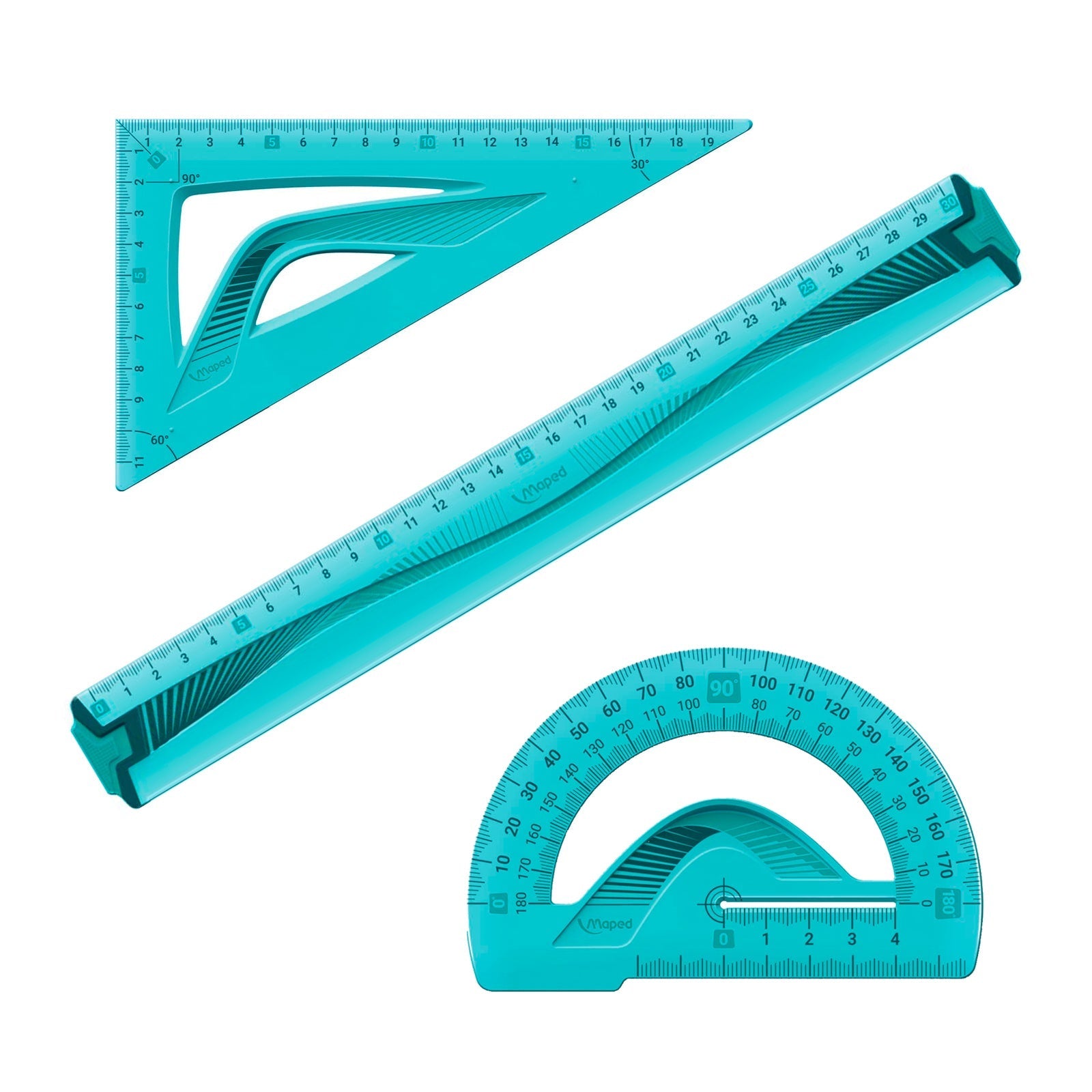 MAPED - Maxi Kit de 4 Reglas Escolares para Geometría Irrompibles. Verde