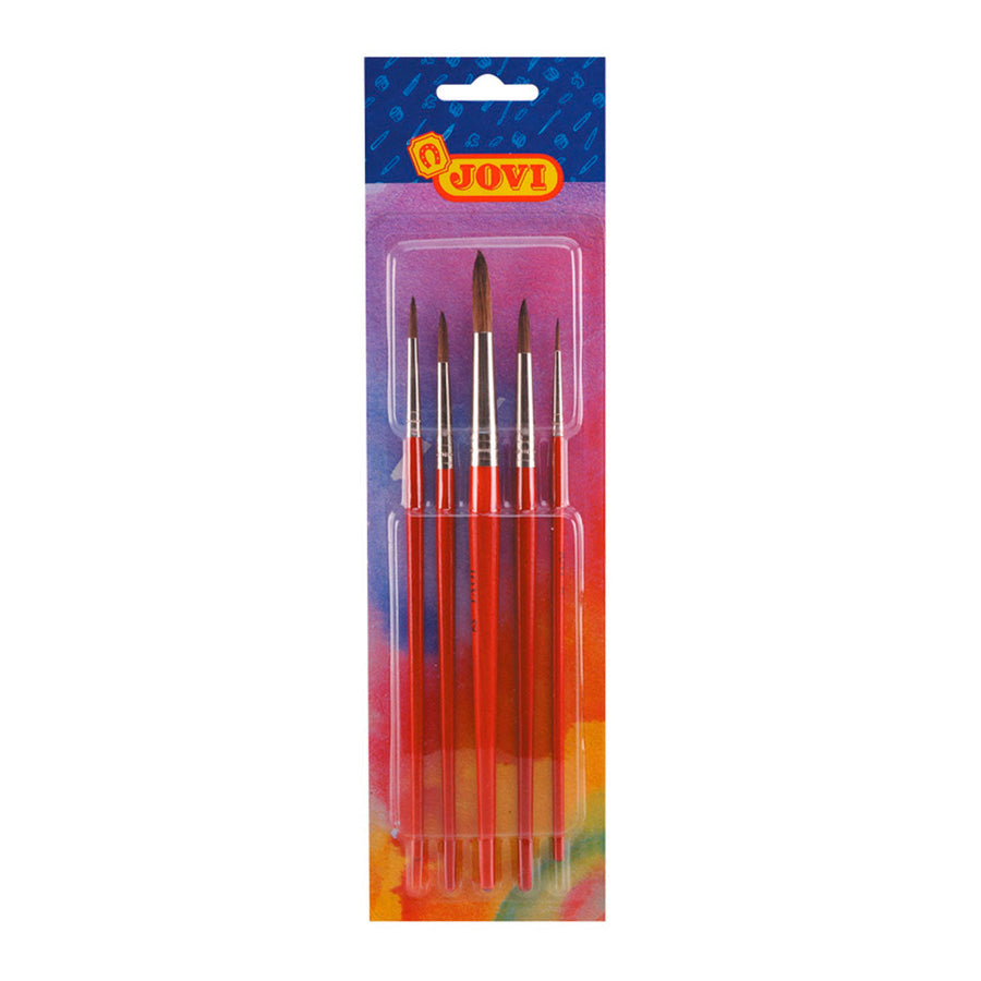 JOVI - Pinceles Escolares de Pelo de Pony, Color Naranja