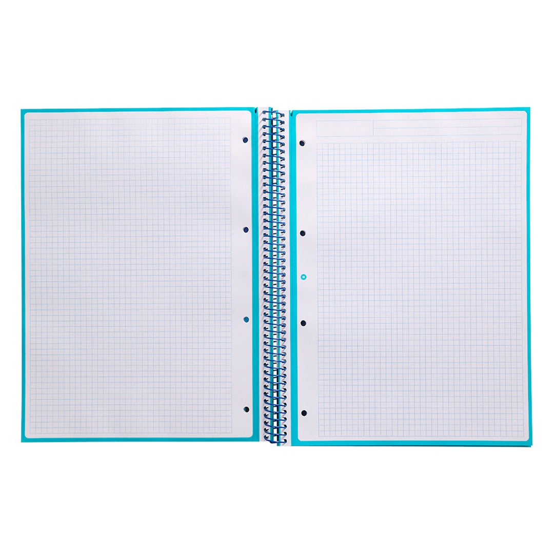 Antartik - Libreta Microperforada A4 con Espiral y Tapa Dura. 1 Banda de Color. Turquesa