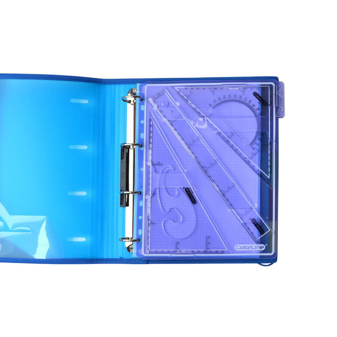 Office Box - Set de Geometría de 4 Piezas en Funda con Anillas. Surtido