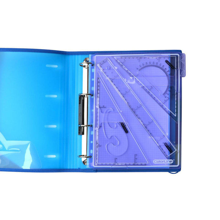 Office Box - Set de Geometría de 4 Piezas en Funda con Anillas. Surtido