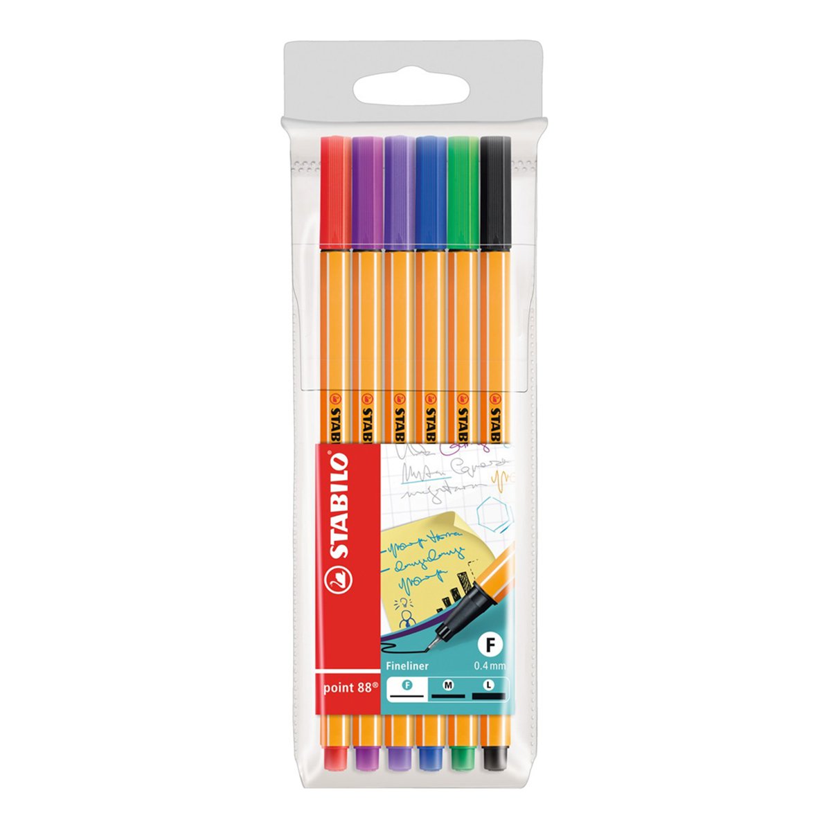 STABILO 88/6 - Estuche con 6 Rotuladores de Punta Fina Point 88, Colores Surtidos
