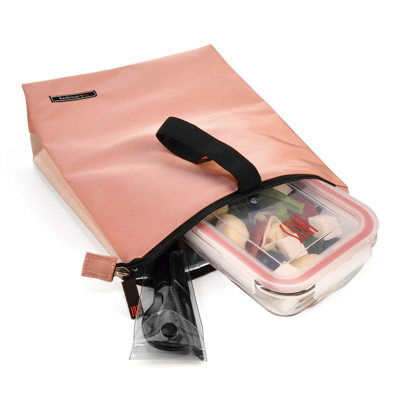 IRIS Snack Bag Soft - Bolsa Porta Alimentos con Cierre de Cremallera. Rosa y Arena