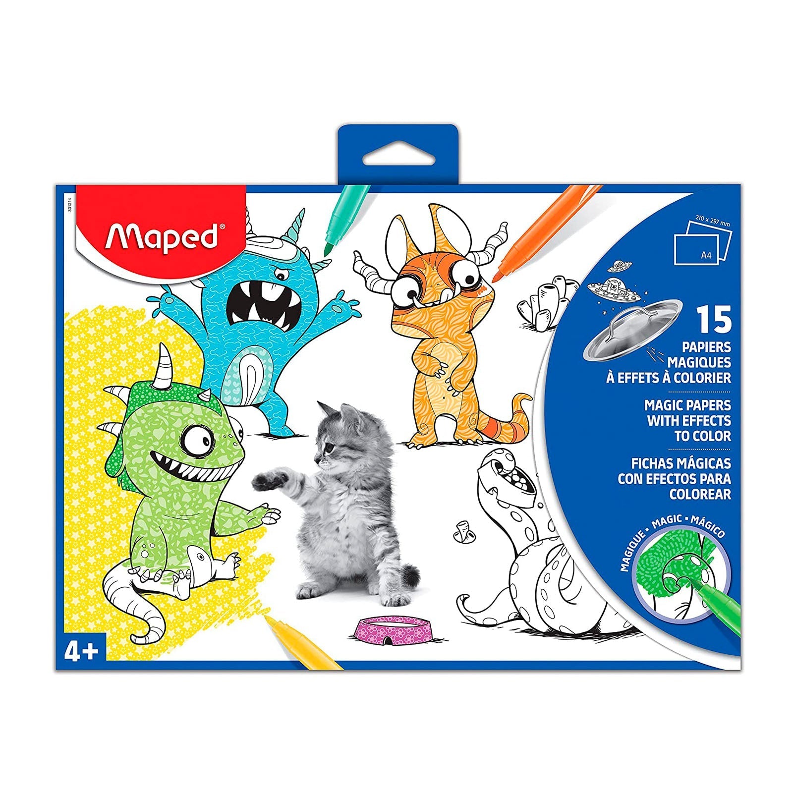 MAPED - Set de 15 Láminas Mágicas para Colorear con Rotuladores. Azul