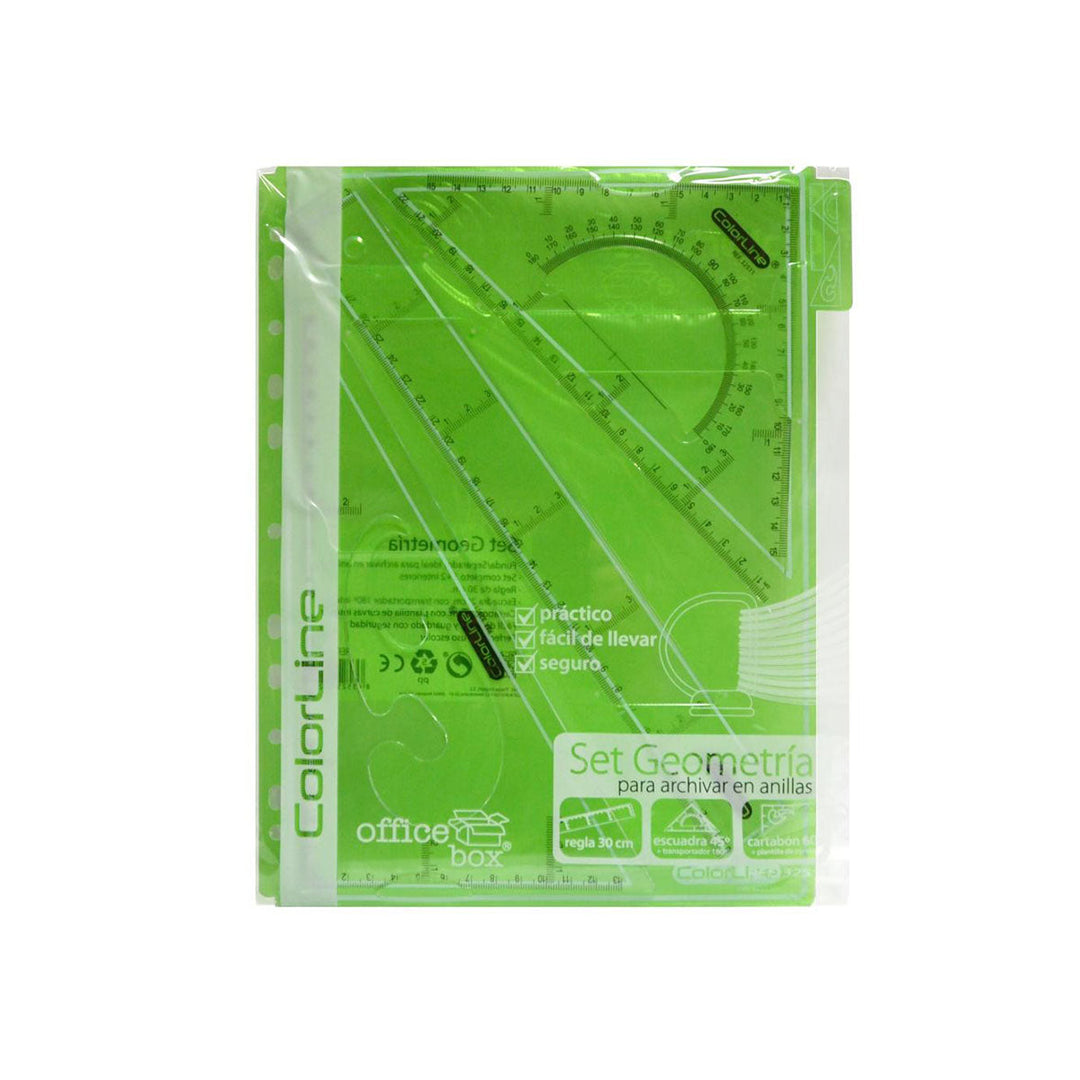 Office Box - Set de Geometría de 4 Piezas en Funda con Anillas. Surtido