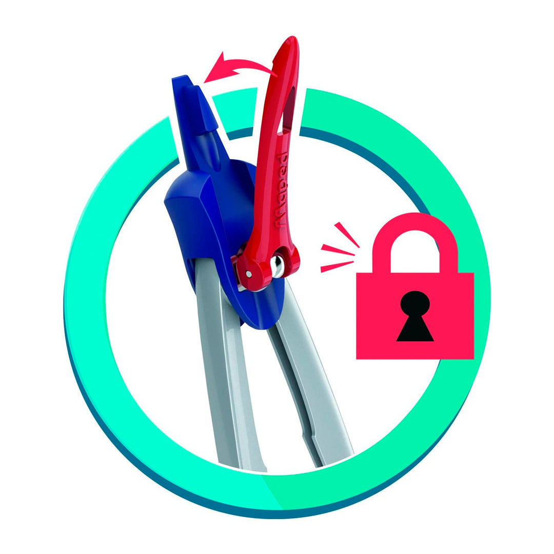 MAPED - Compás Stop System con Adaptador Universal y Sistema de Bloqueo