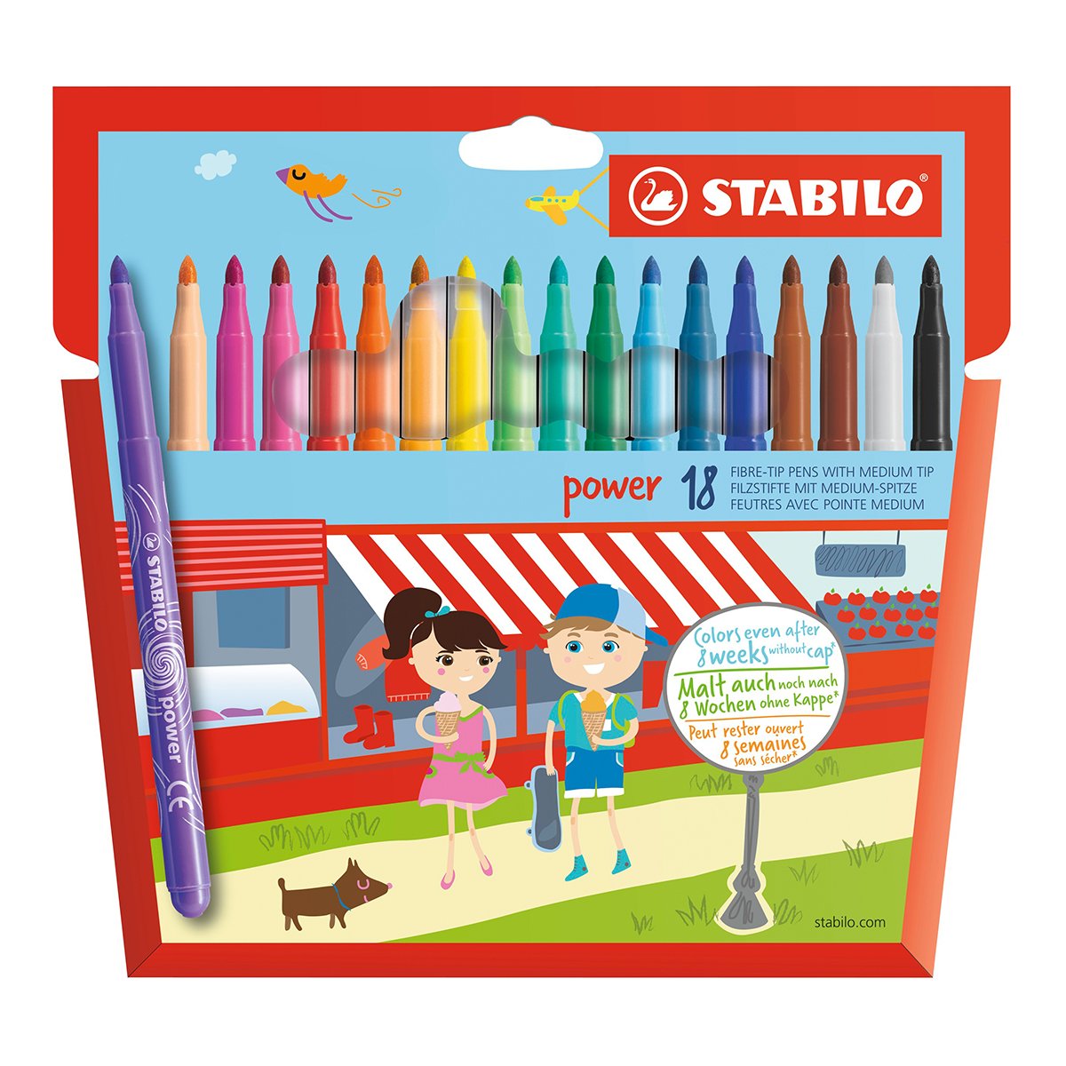 STABILO E280/18-01 - Estuche de 18 Rotuladores Escolares, Edición POWER