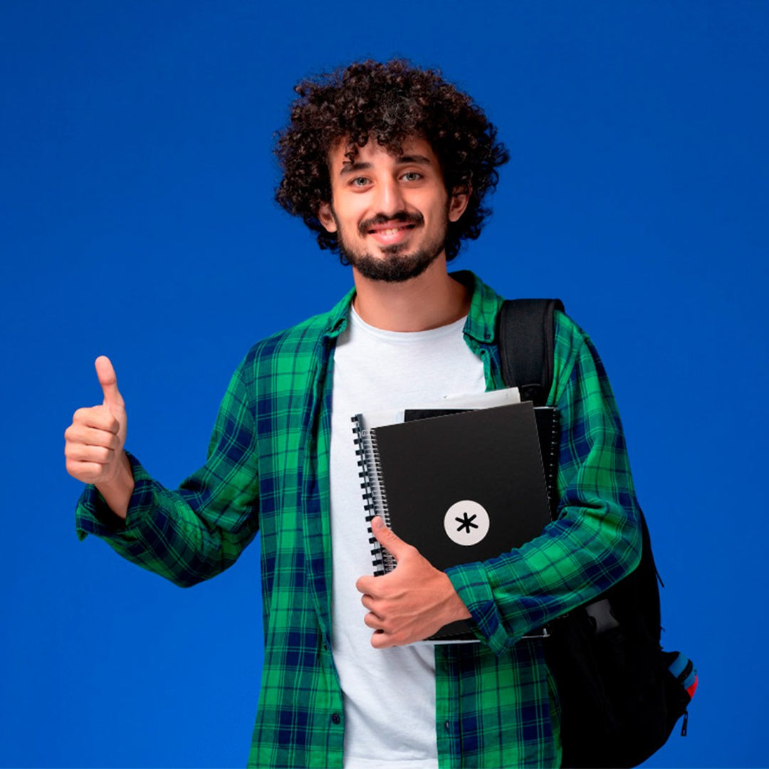 Antartik - Libreta Microperforada A4 con Espiral y Tapa Dura. 1 Banda de Color. Negro