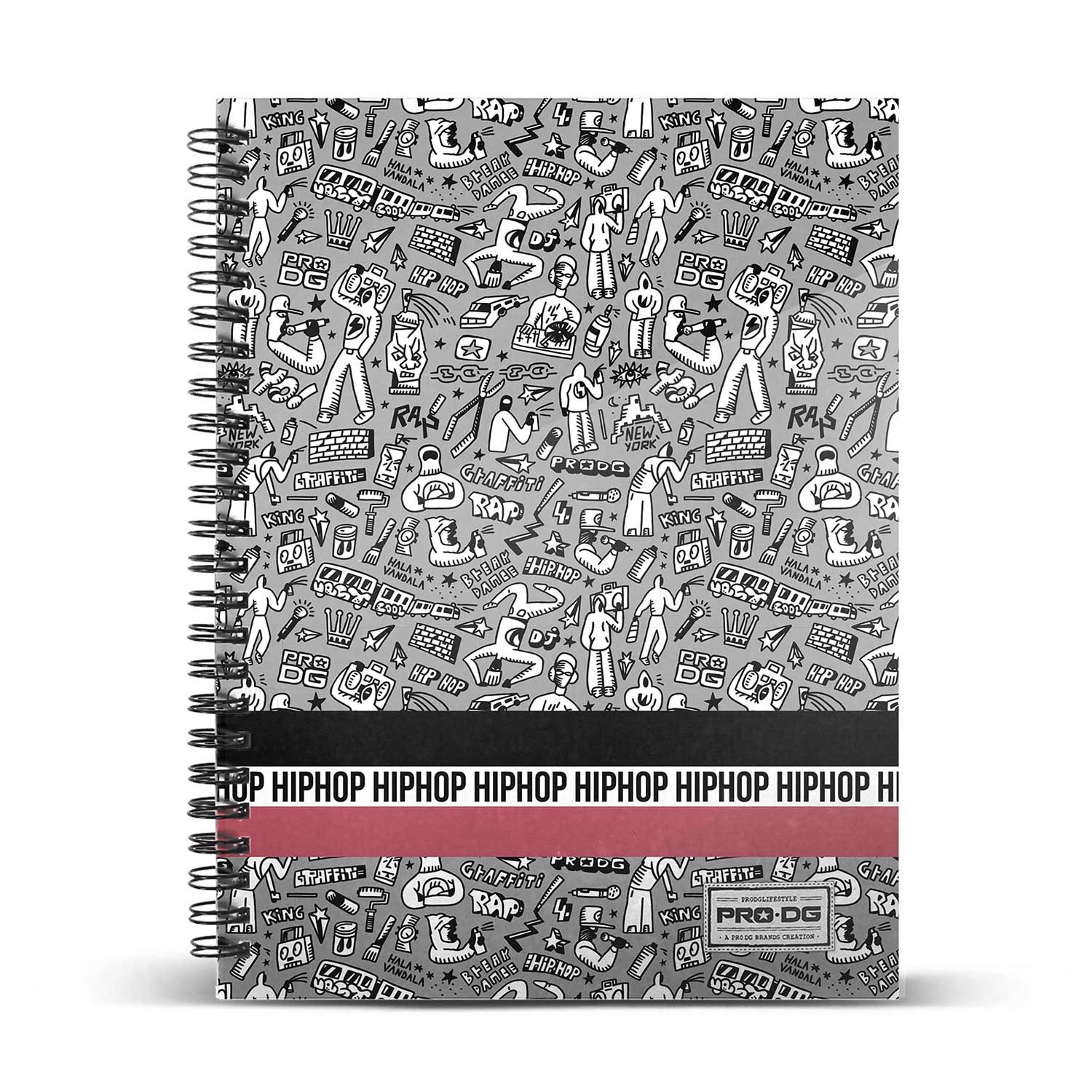 PRODG Hip Hop - Cuaderno Espiral A5 Micro Tapa Dura 120h Cuadro 5 mm 6 Tal.