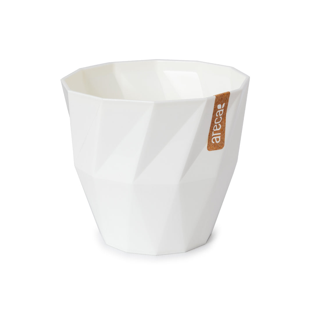 Areca Quartz - Maceta Redonda Decorativa 15 cm con Textura. Blanco Roto