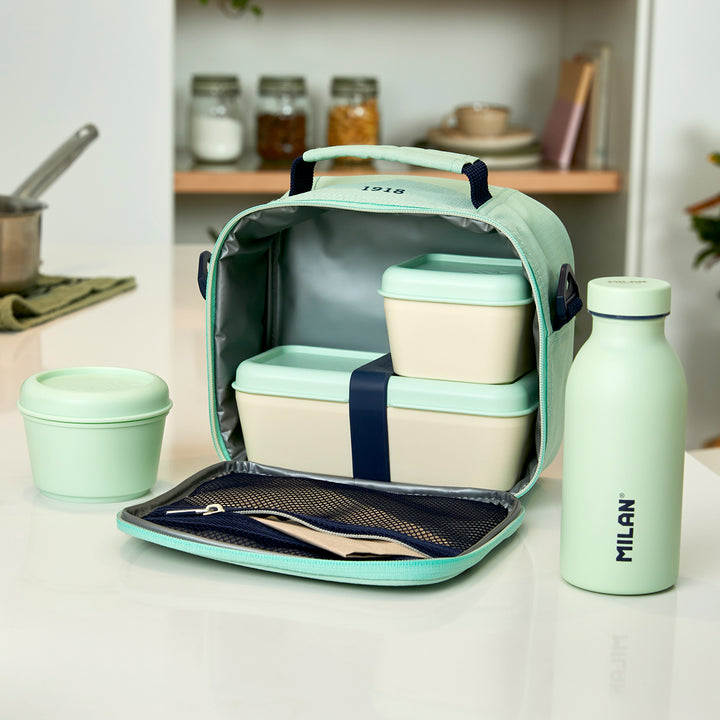 MILAN 430 - Bolsa Isotérmica Porta Alimentos de 3.5L con 3 Recipientes. 1918 Verde