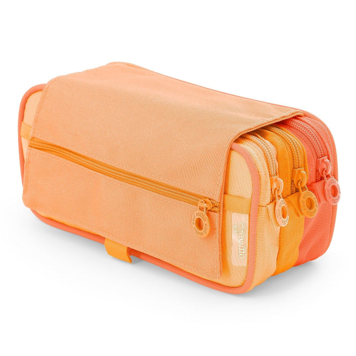 Estuche Escolar Triple Portatodo con Tres Cremalleras "Blush Pastel" Naranja