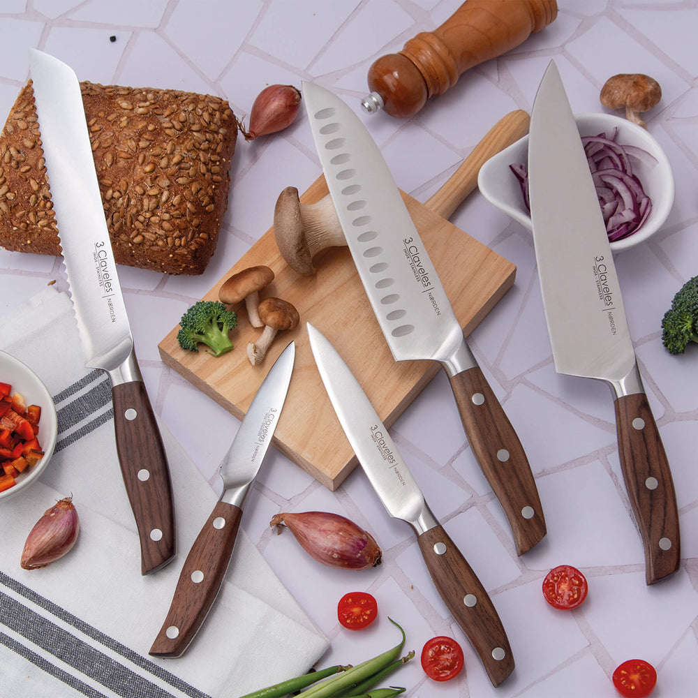 3 Claveles Norden - Cuchillo Verduras Profesional 9 cm Acero Forjado y Mango de Roble