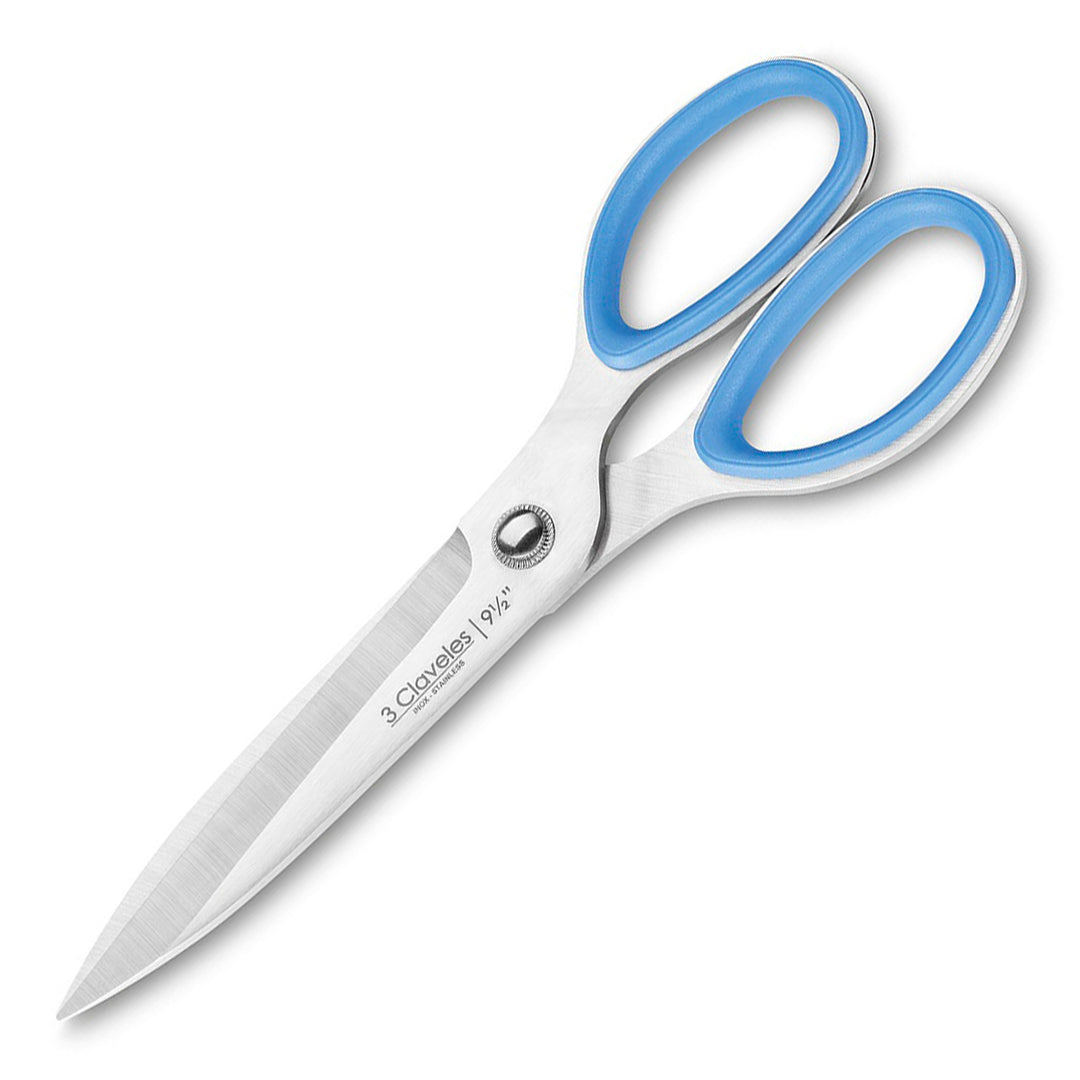 3 Claveles - Tijera Pescado Ergonómica Profesional Micro Dentada de 9.5" 24 cm. Acero Inox.