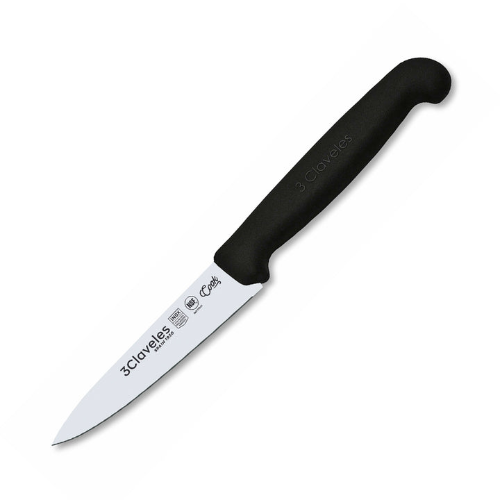 3 Claveles COOK - Cuchillo Cocinero Profesional de 10 cm. Mango Ergonómico NSF. Negro