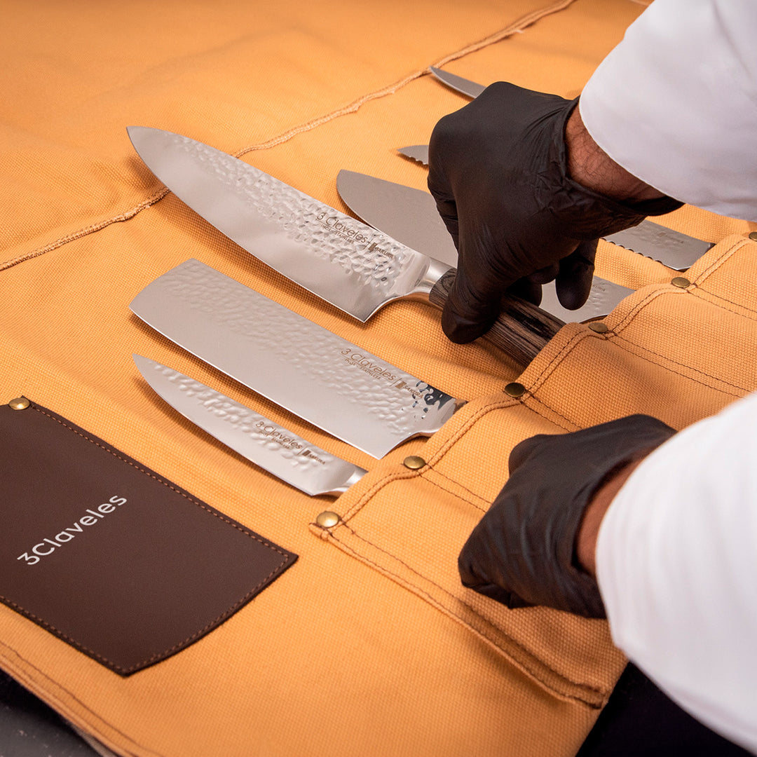 3 Claveles - Estuche Manta Profesional Enrollable de Loneta Densa para 8 Cuchillos