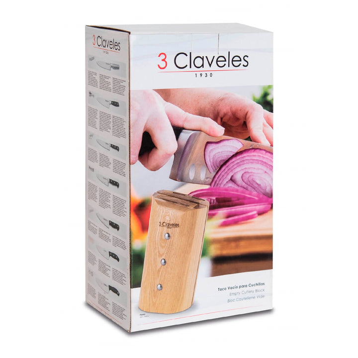 3 Claveles - Taco para Cuchillos de hasta 25 cm y Tijeras Universal ASH Madera de Fresno