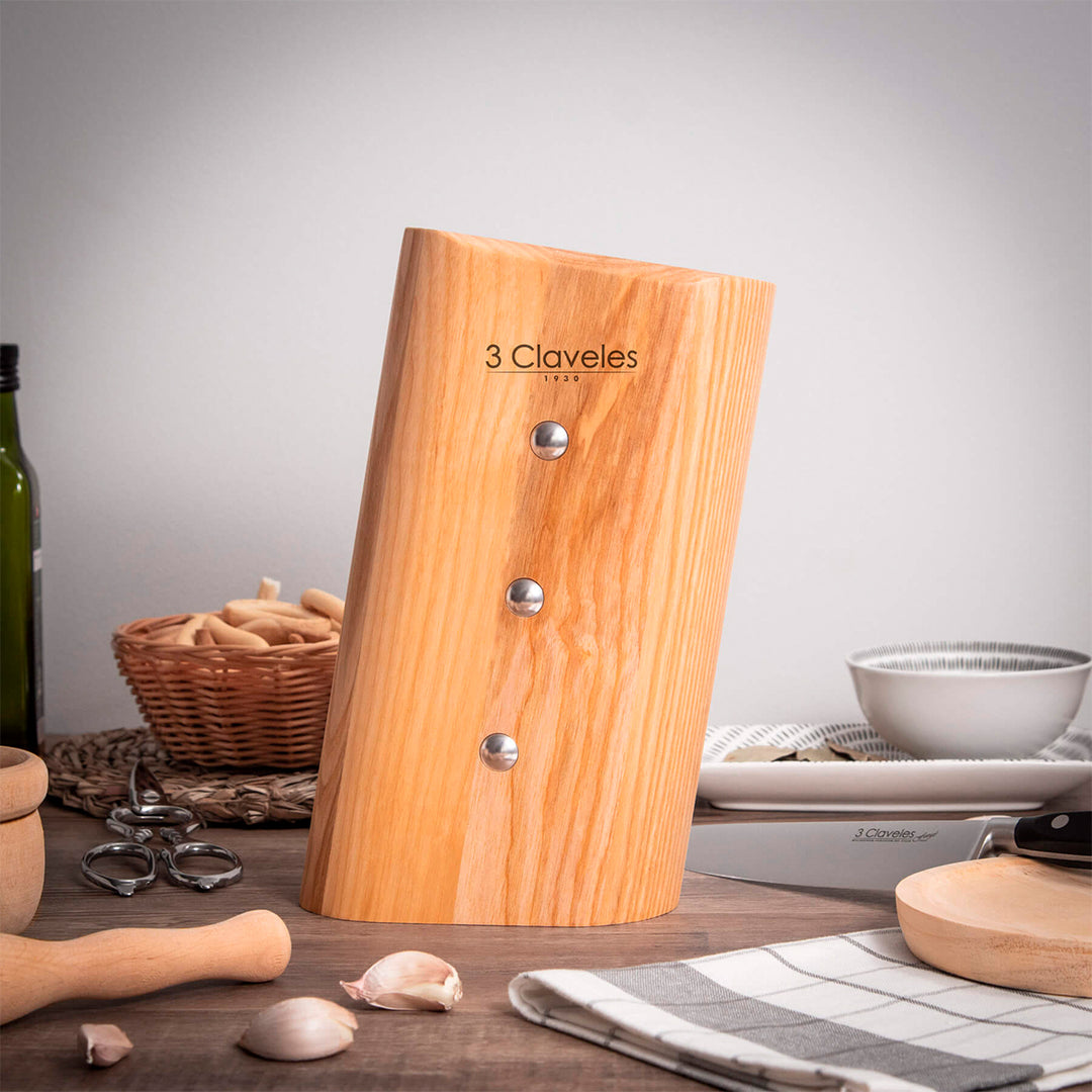 3 Claveles - Taco para Cuchillos de hasta 25 cm y Tijeras Universal ASH Madera de Fresno