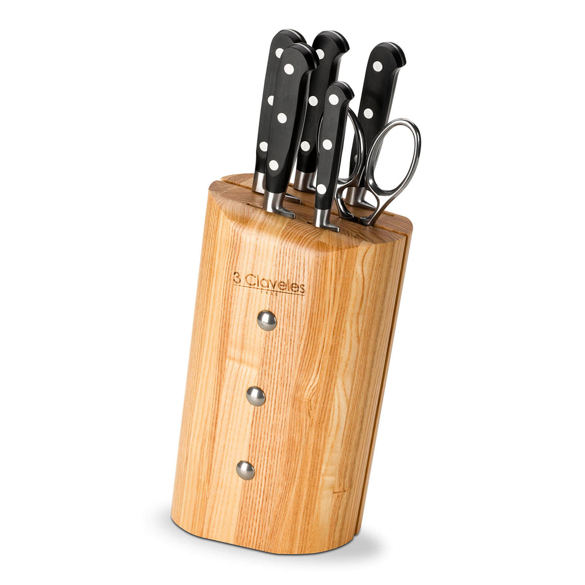 3 Claveles Forgé - Juego de 5 Cuchillos de Cocina y Tijeras. Taco ASH. Forjados en Caliente