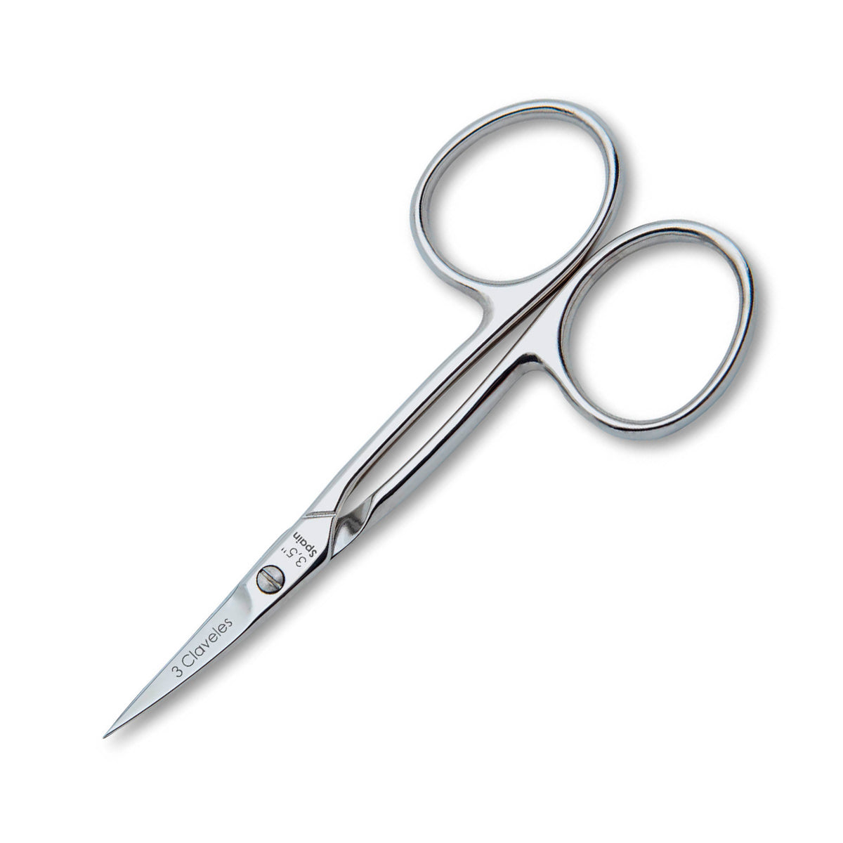 3 Claveles - Tijeras de Cutículas Pro 9 cm Corte Curvo. Acero al Carbono Forjado en Caliente