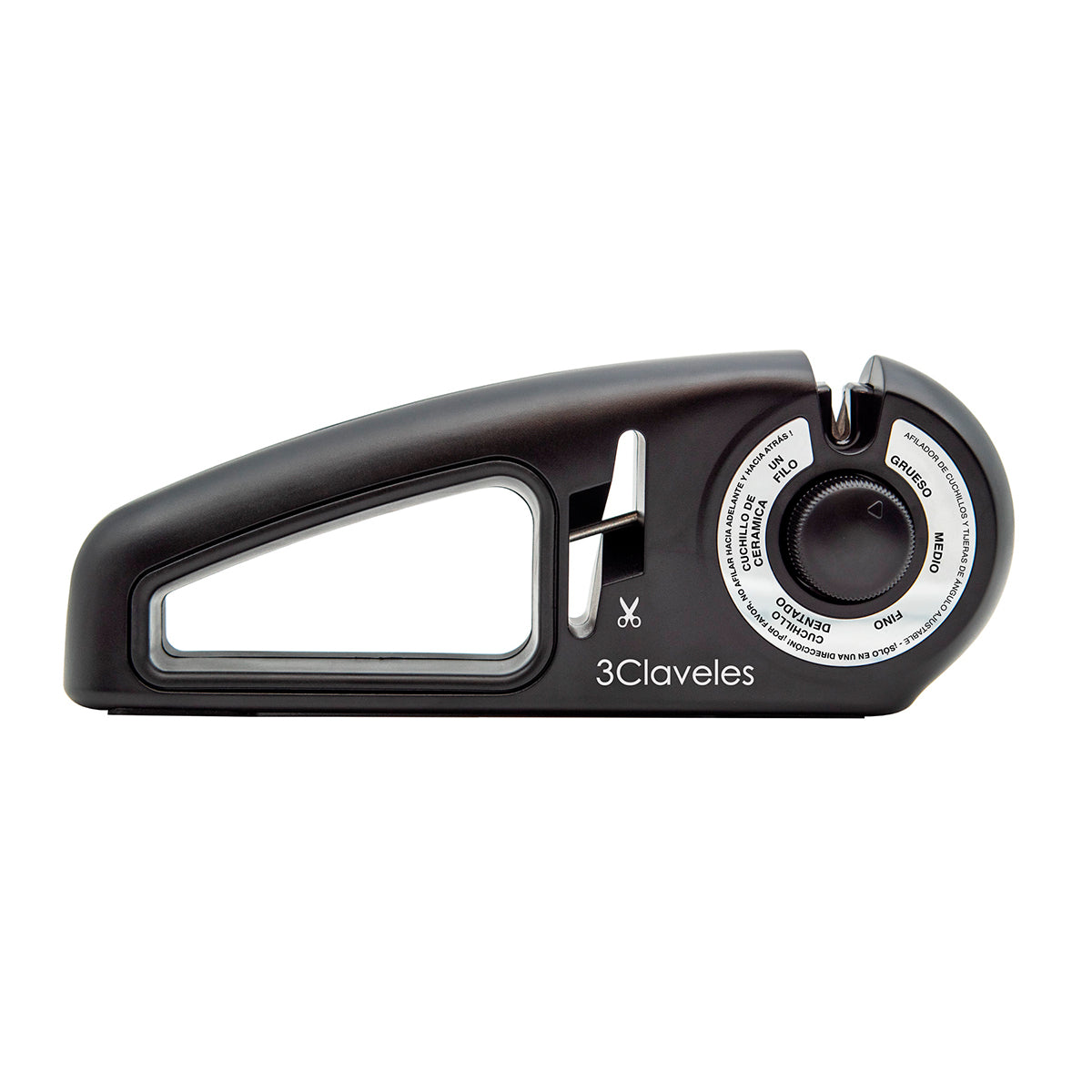 3 Claveles - Afilador Cuchillos y Tijeras de 7 Pasos Ergonómico. Diamante, Carburo y Cerámica