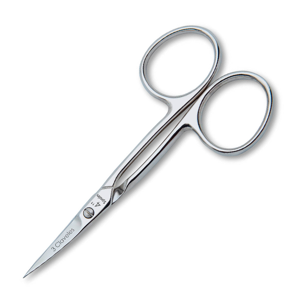 3 Claveles - Tijeras de Cutículas Pro 10 cm Corte Curvo. Acero al Carbono Forjado en Caliente