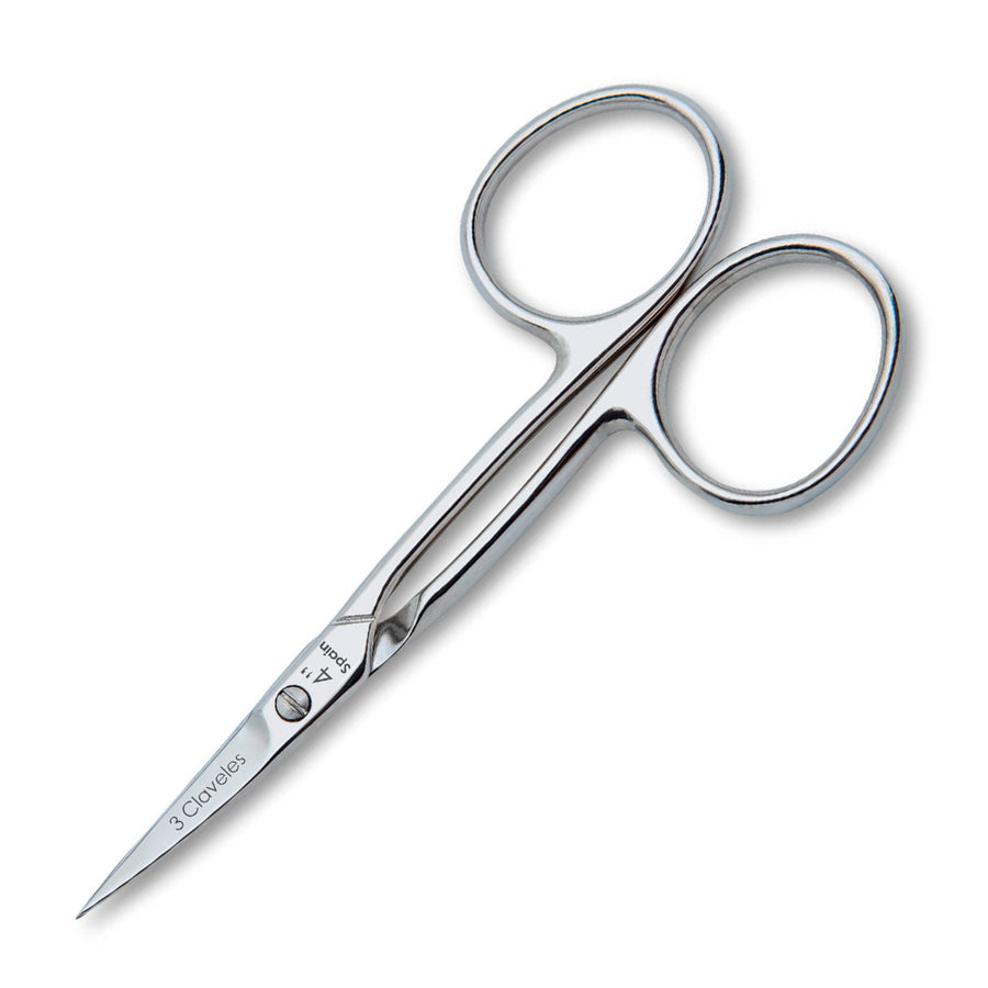3 Claveles - Tijeras de Cutículas Pro 10 cm Corte Curvo. Acero al Carbono Forjado en Caliente