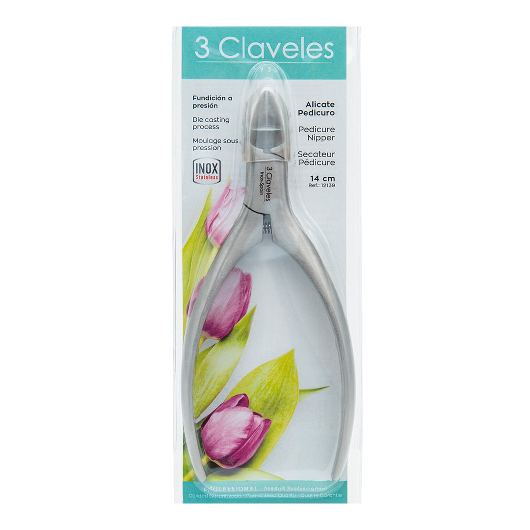 3 Claveles - Alicate Pedicuro 14 cm en Acero Inoxidable Fundición a Presión Pulido Mate