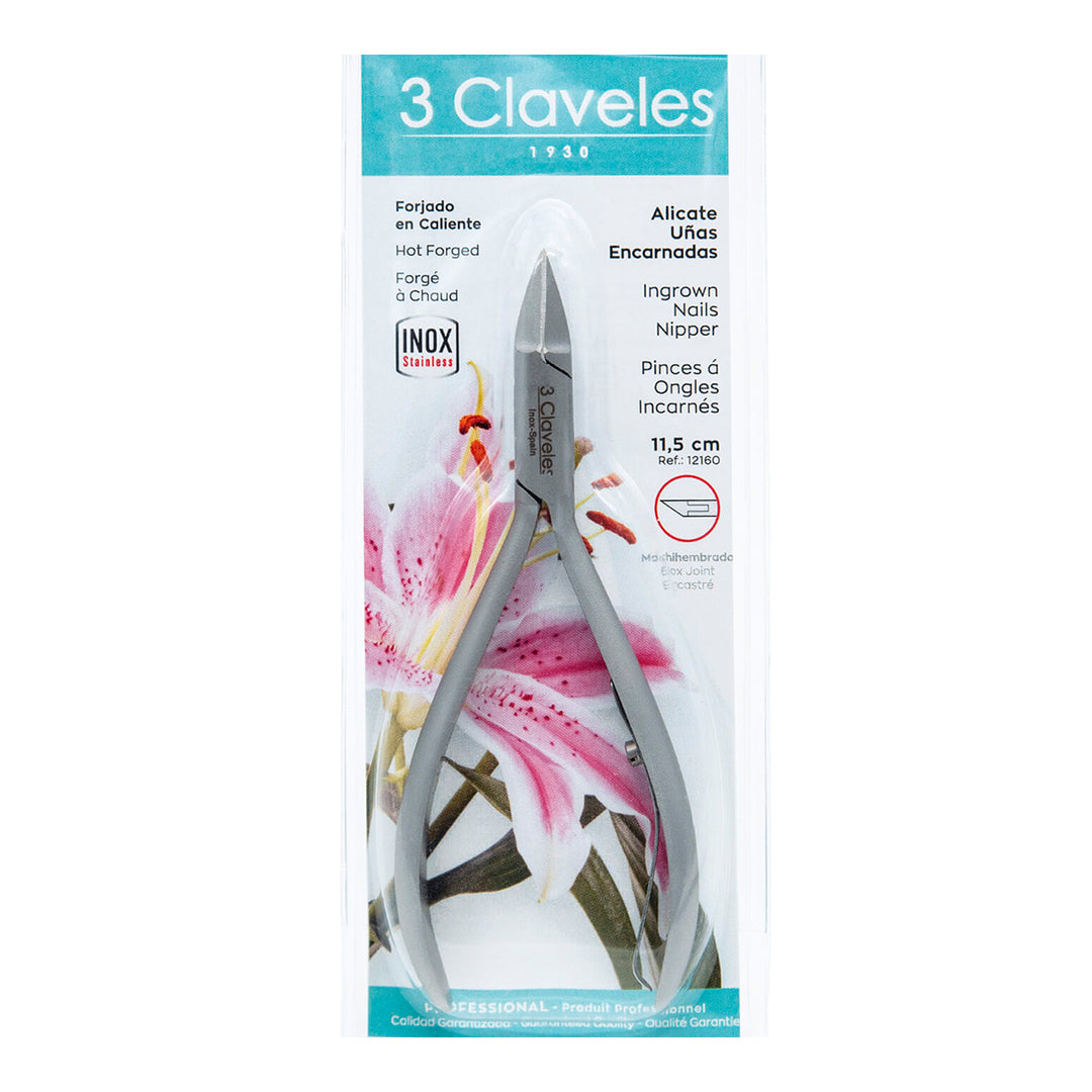 3 Claveles - Alicate Uñas Encarnadas Mach. 11.5 cm. Acero Inoxidable Forjado en Caliente