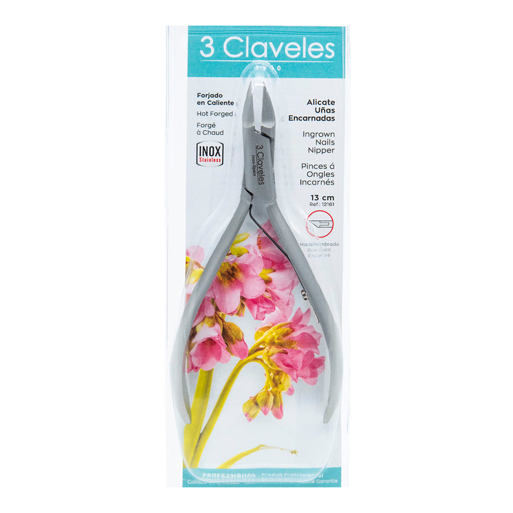 3 Claveles - Alicate Uñas Encarnadas Mach. 13 cm. Acero Inoxidable Forjado en Caliente
