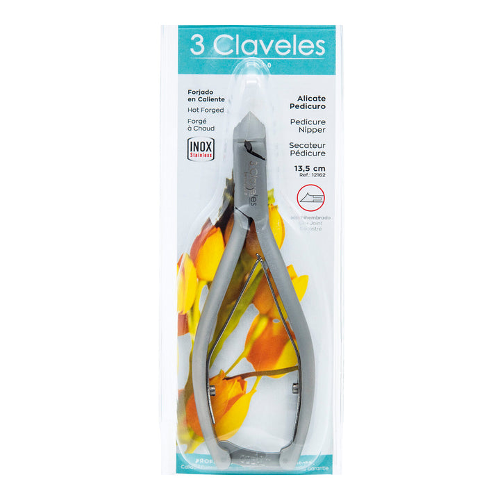 3 Claveles - Alicate Pedicuro de Corte Frontal Mach. 13.5 cm. Acero Inoxidable Forjado en Caliente