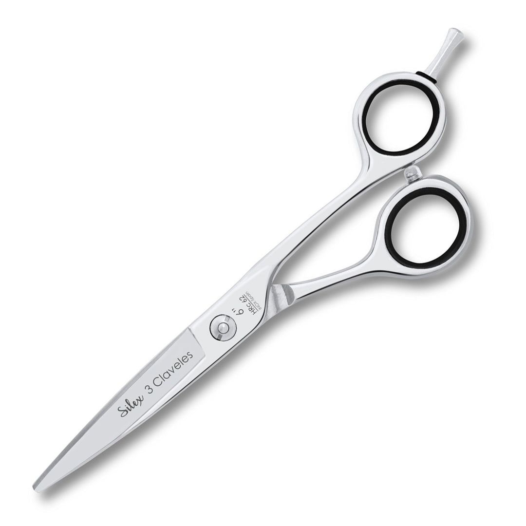 3 Claveles Silex - Tijera Profesional Peluquero 6" Acero Inox. Filo Navaja Forjado en Caliente